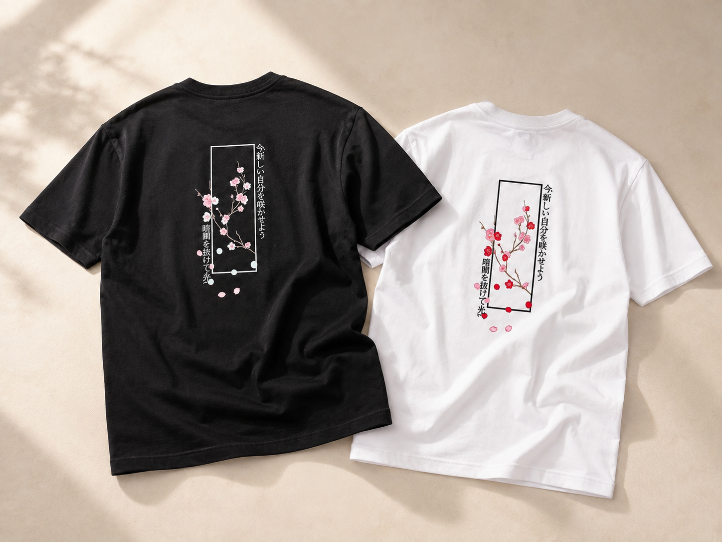 日系梅花刺繡落肩寬版短袖上衣