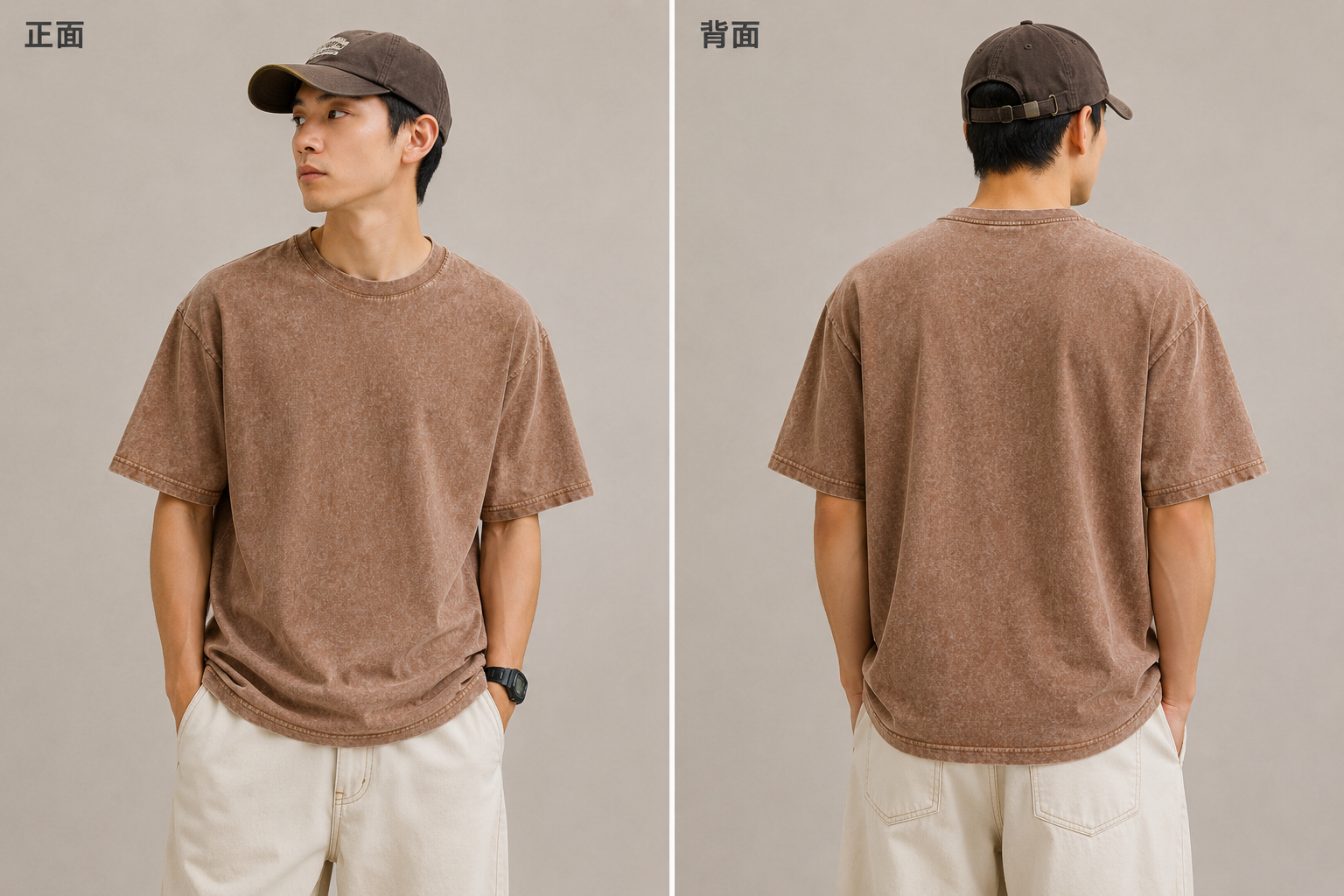 水洗寬版落肩Tee