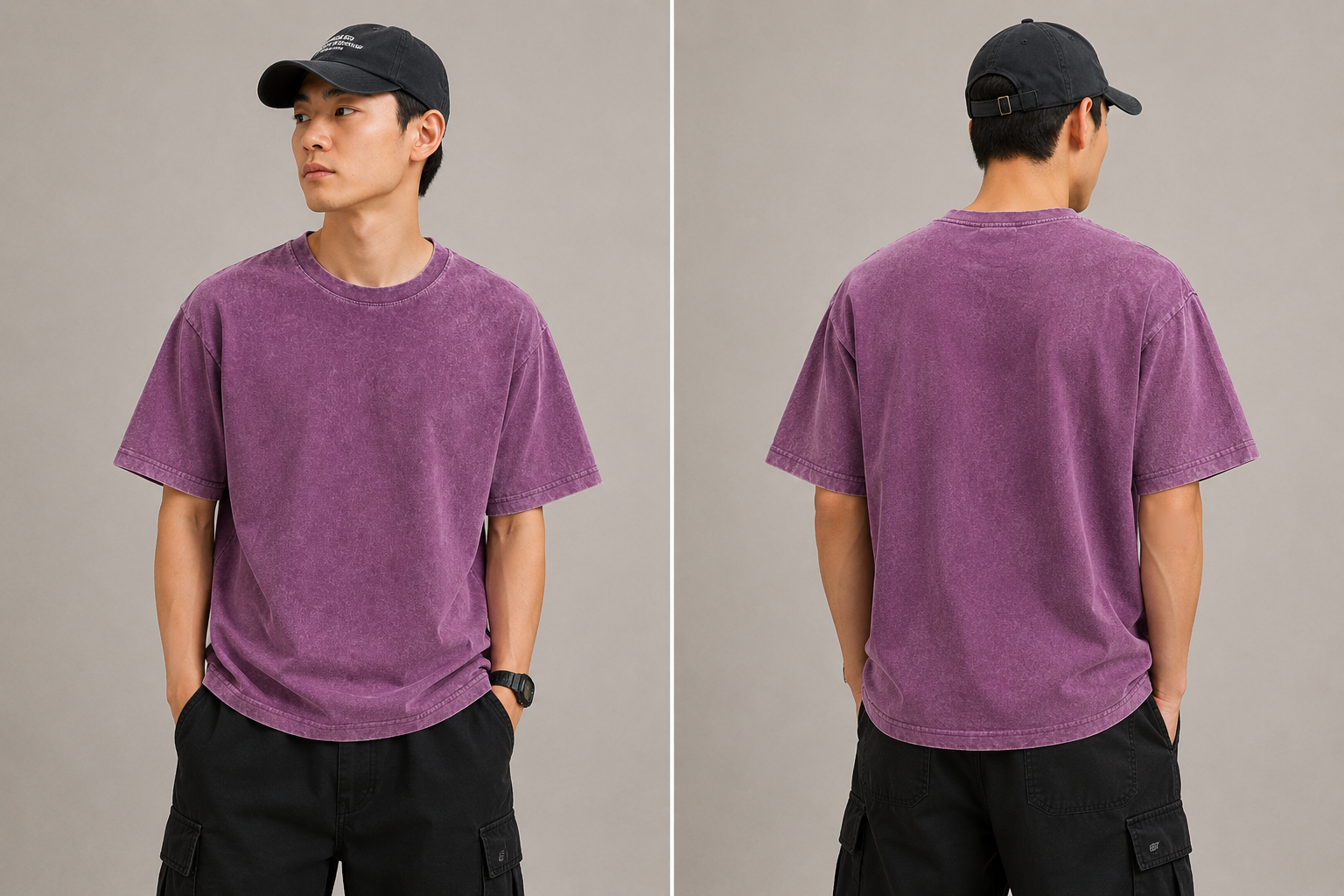 水洗寬版落肩Tee